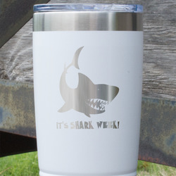 Sharks 20 oz Stainless Steel Tumbler - White - Double Sided (Personalized)
