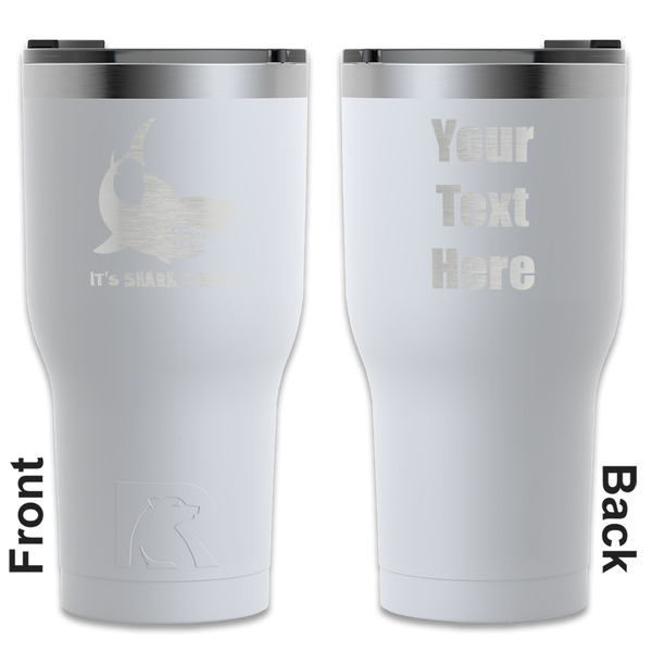 Custom Sharks RTIC Tumbler - White - Engraved Front & Back (Personalized)