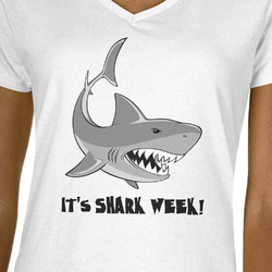 Sharks Women's V-Neck T-Shirt - White - 2XL (Personalized)