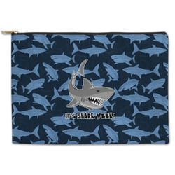 Sharks Zipper Pouch - Large - 12.5"x8.5" w/ Name or Text