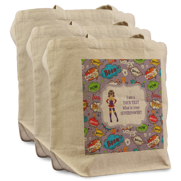 Custom What is your Superpower Reusable Cotton Grocery Bags - Set of 3 (Personalized)