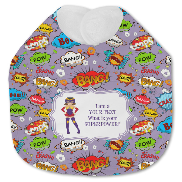 Custom What is your Superpower Jersey Knit Baby Bib w/ Name or Text