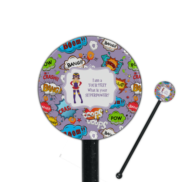 Custom What is your Superpower 5.5" Round Plastic Stir Sticks - Black - Double Sided (Personalized)