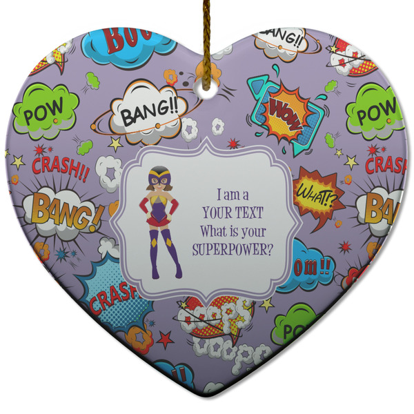 Custom What is your Superpower Heart Ceramic Ornament w/ Name or Text