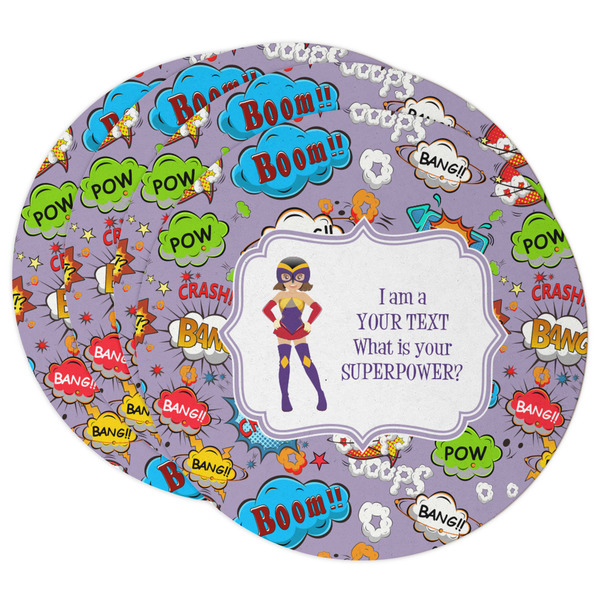 Custom What is your Superpower Round Paper Coasters w/ Name or Text