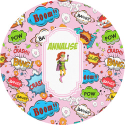 Woman Superhero Multipurpose Round Labels - Custom Sized (Personalized)