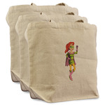 Woman Superhero Reusable Cotton Grocery Bags - Set of 3