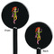 Woman Superhero Black Plastic 5.5" Stir Stick - Double Sided - Round - Front & Back