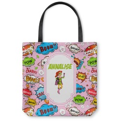Woman Superhero Canvas Tote Bag - Large - 18"x18" (Personalized)