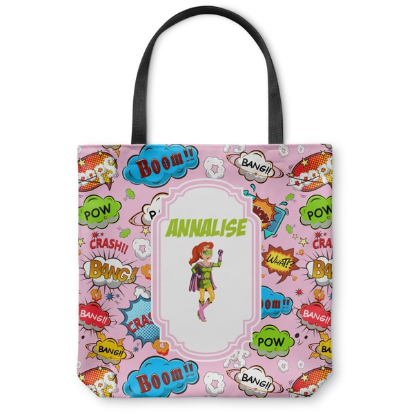 Custom Woman Superhero Canvas Tote Bag (Personalized)