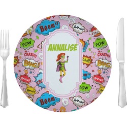 Woman Superhero Glass Lunch / Dinner Plate 10" (Personalized)