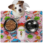 Woman Superhero Dog Food Mat - Medium w/ Name or Text