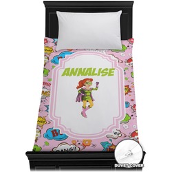 Woman Superhero Duvet Cover - Twin (Personalized)