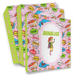 Woman Superhero 3 Ring Binder - Full Wrap (Personalized)