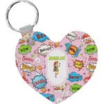 Woman Superhero Heart Plastic Keychain w/ Name or Text