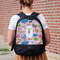 Woman Superhero Large Backpack - Black - On Back