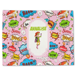 Woman Superhero Single-Sided Linen Placemat - Single w/ Name or Text