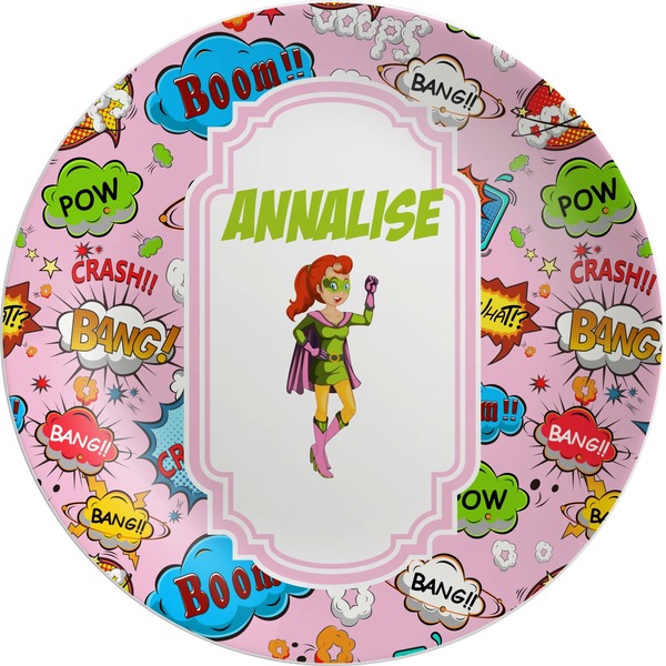 Custom Woman Superhero Melamine Plate (Personalized)