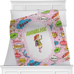 Woman Superhero Minky Blanket - Toddler / Throw - 60"x50" - Double Sided (Personalized)