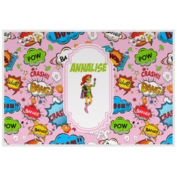 Woman Superhero Laminated Placemat w/ Name or Text