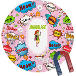 Woman Superhero Round Fridge Magnet (Personalized)