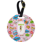 Woman Superhero Plastic Luggage Tag - Round (Personalized)