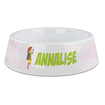 Woman Superhero Plastic Dog Bowl - Large (Personalized)