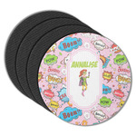 Woman Superhero Round Rubber Backed Coasters - Set of 4 (Personalized)