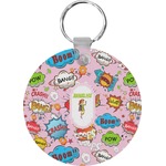 Woman Superhero Round Plastic Keychain (Personalized)