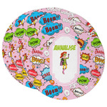 Woman Superhero Round Paper Coasters w/ Name or Text