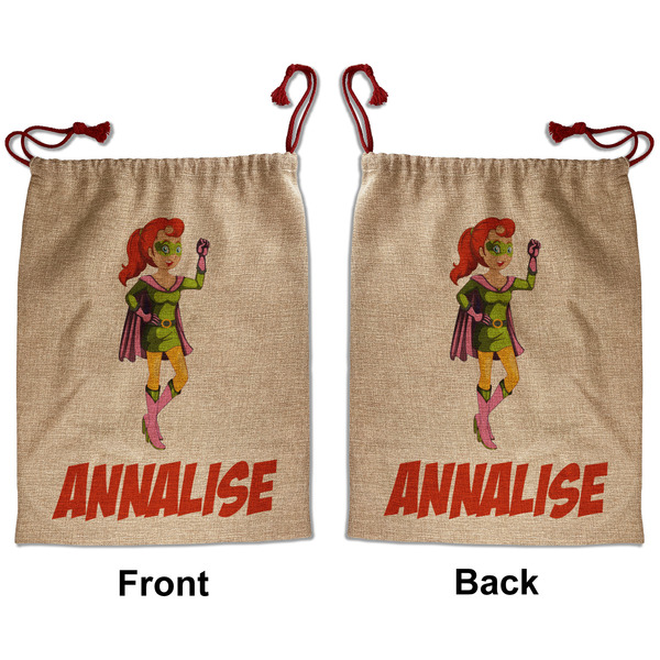 Custom Woman Superhero Santa Sack - Front & Back