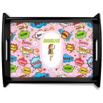 Woman Superhero Black Wooden Tray - Large (Personalized)