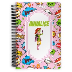 Woman Superhero Spiral Notebook - 7x10 w/ Name or Text