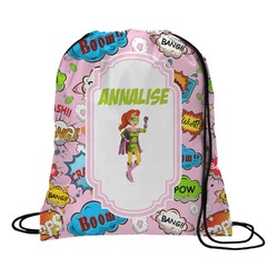 Woman Superhero Drawstring Backpack - Medium (Personalized)