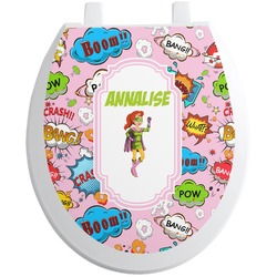 Woman Superhero Toilet Seat Decal - Round (Personalized)