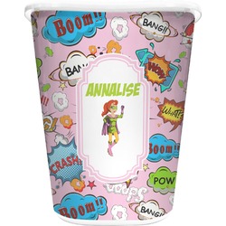 Woman Superhero Waste Basket - Double Sided (White) (Personalized)