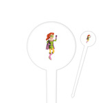 Woman Superhero 4" Round Plastic Food Picks - White - Single Sided