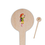 Woman Superhero 4" Round Wooden Food Picks - Single Sided