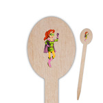 Woman Superhero Oval Wooden Food Picks - Single Sided