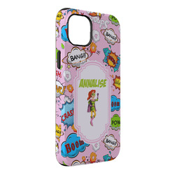 Woman Superhero iPhone Case - Rubber Lined - iPhone 14 Plus (Personalized)