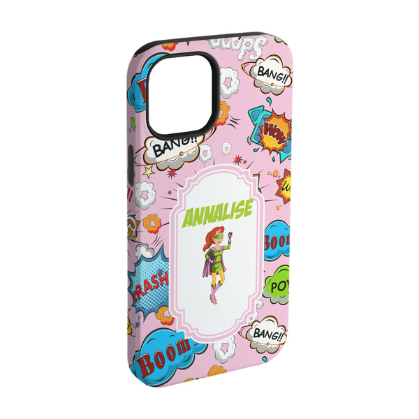 Custom Woman Superhero iPhone Case - Rubber Lined - iPhone 15 Pro (Personalized)