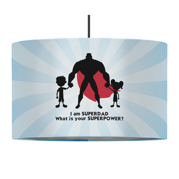 Custom Super Dad 12" Drum Pendant Lamp - Fabric