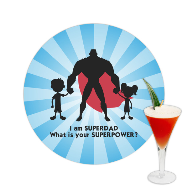 Custom Super Dad Printed Drink Topper -  2.5"