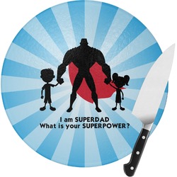 Super Dad Round Glass Cutting Board - Medium