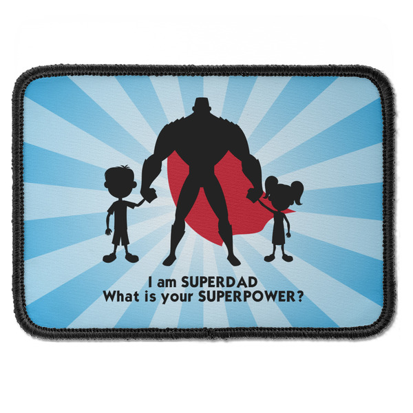 Custom Super Dad Iron On Rectangle Patch