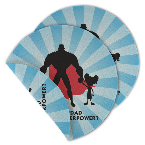Custom Super Dad Round Linen Placemat - Double Sided