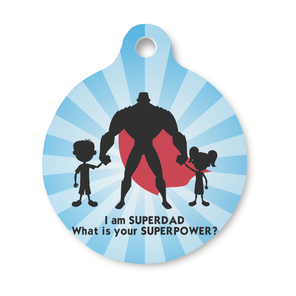 Custom Super Dad Round Pet ID Tag - Small