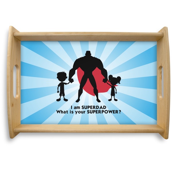 Custom Super Dad Natural Wooden Tray - Small