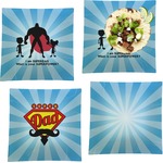 Super Dad Set of 4 Glass Square Lunch / Dinner Plate 9.5"