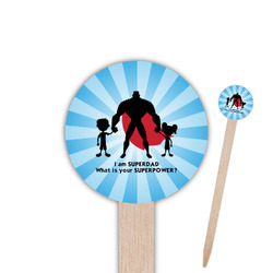 Super Dad 6" Round Wooden Food Picks - Double Sided